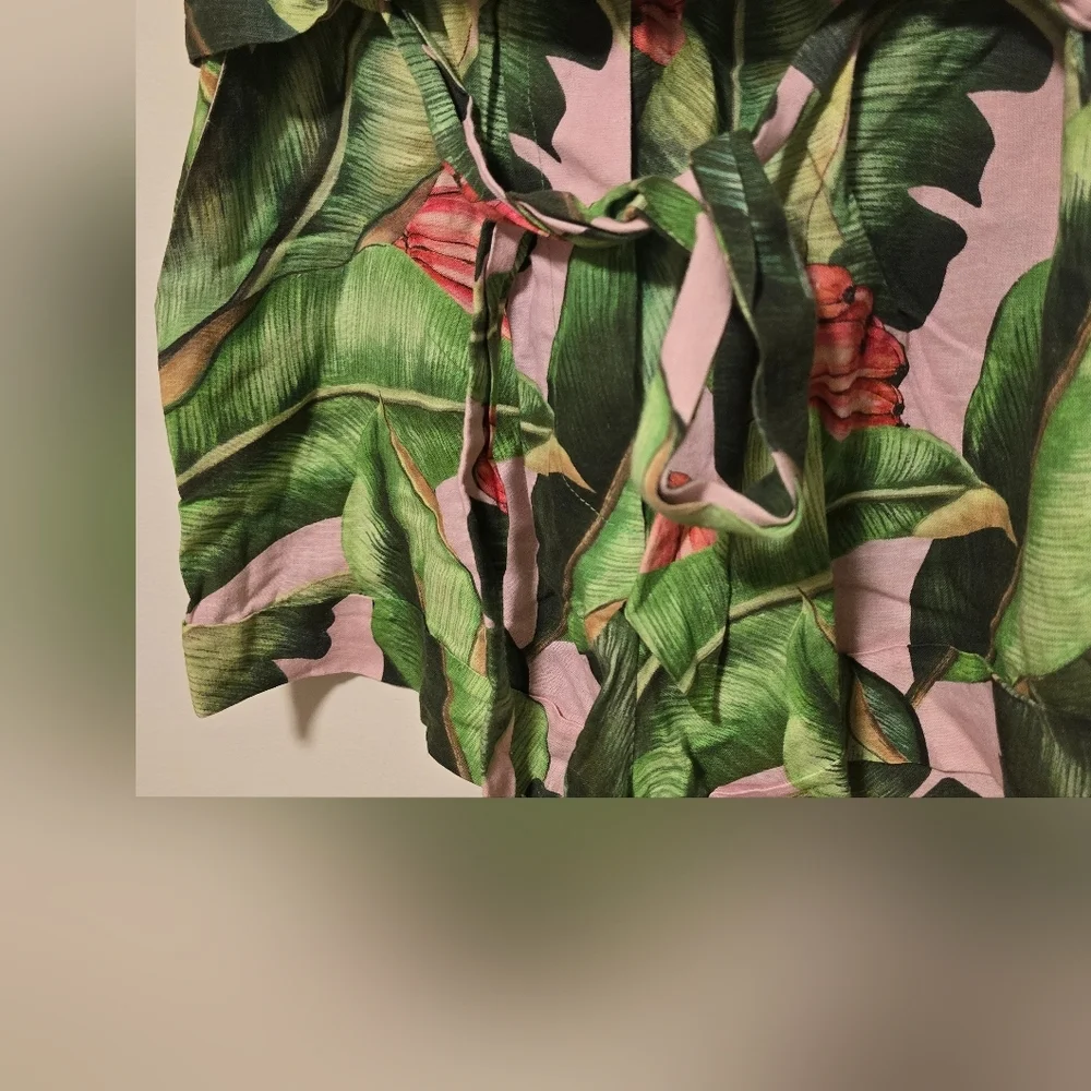 NWOT Farm Rio Pink Palms Paperbag Shorts - Picture 3 of 6